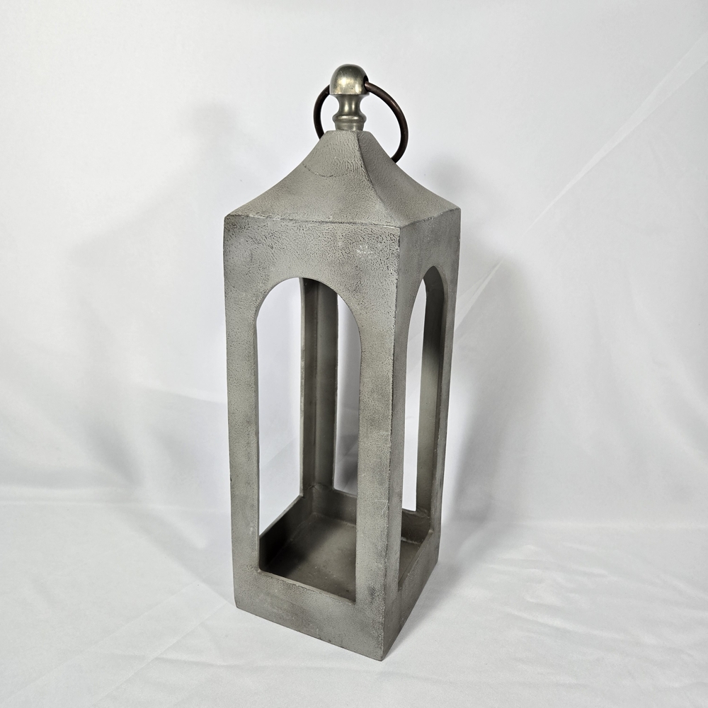 Metal Lantern Home Accent - Gray Decorative Lantern with Ring Top